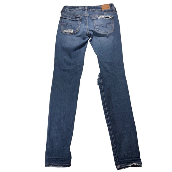 American Eagle Outfitters Womens Jegging Skinny Jeans Blue Distressed Size 2 - Picture 3 of 9